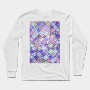 Royal Purple, Mauve & Indigo Decorative Moroccan Tile Pattern Long Sleeve T-Shirt